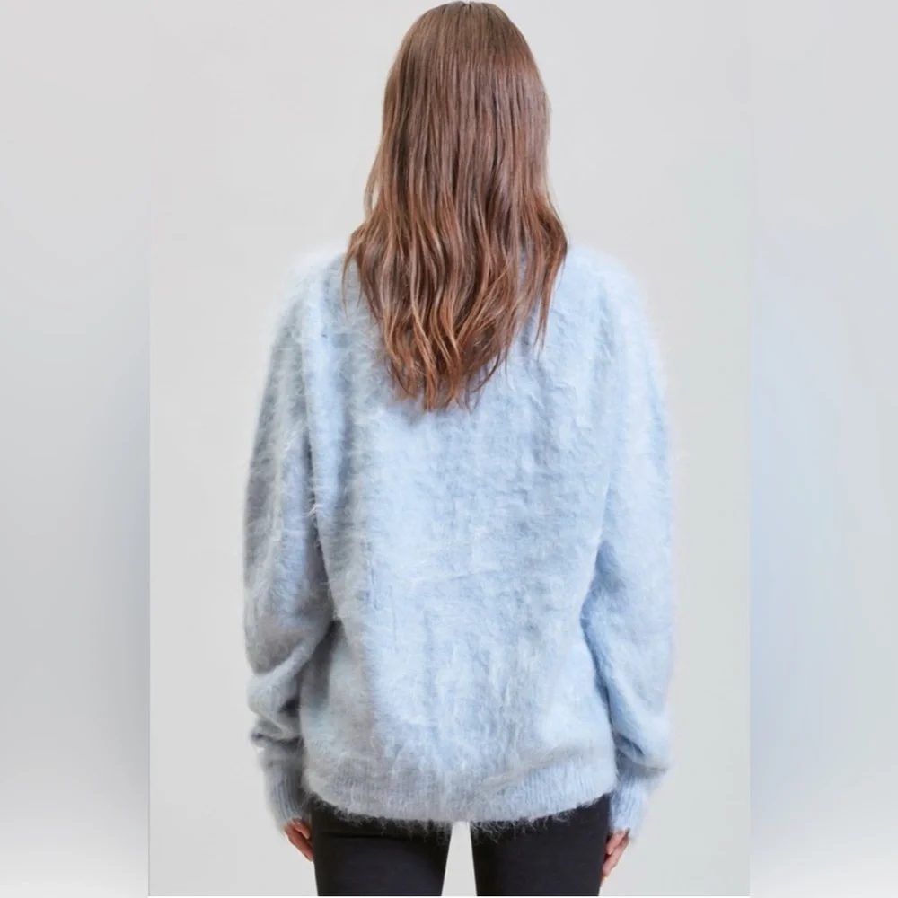 R13 Japanese Brushed Cashmere Cardigan - Light Blue. Size medium - Picture 6 of 14